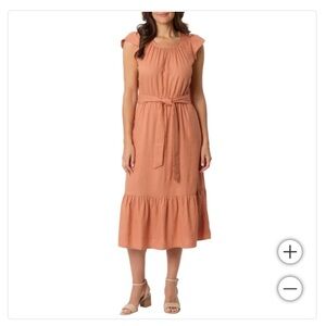 Briggs Size M Dress linen blend rayon dress with side pockets red brick new